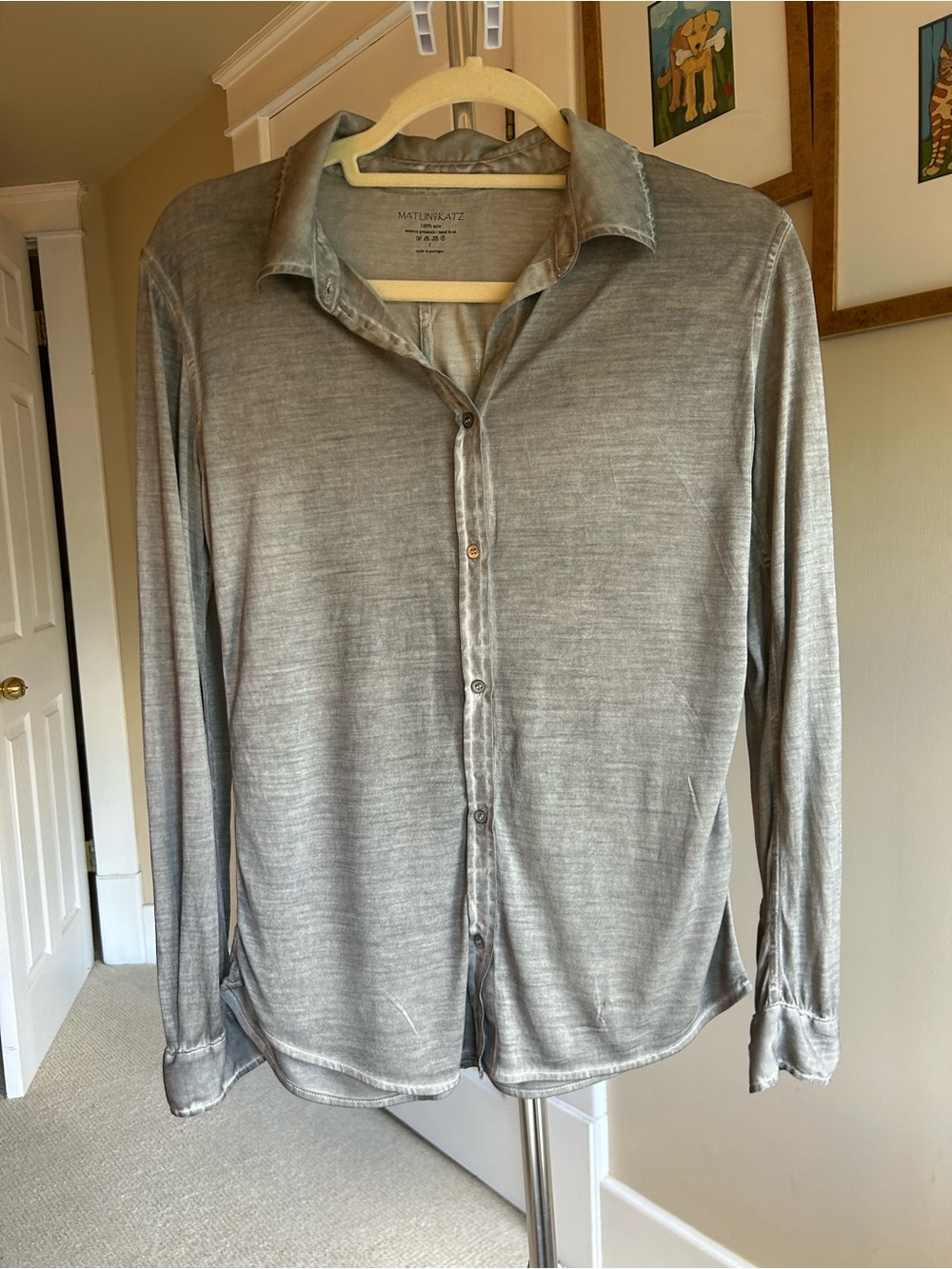 Gorgeous Women’s Vintage Matlin Katz Hand dyed grey silk blouse. New. Size 1 (s)